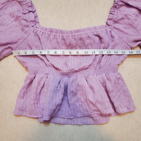 Lush Size M Top Lavender Long Balloon Sleeves Peplum Fairy Cottage Core Coquette - Picture 3 of 8